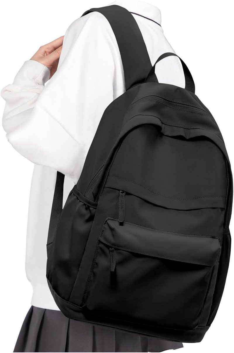 VGCUB school backpack in black, 24 litre waterproof college daypack with a laptop compartment