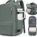 VGCUB travel backpack for women in green, carry-on size with a 15.6-inch laptop compartment