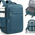 VGCUB 40 litre vacuum compression backpack in peacock blue, flight approved carry-on with a hand pump