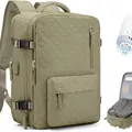 VGCUB vacuum compression backpack in khaki with a separate shoe compartment and chest clip